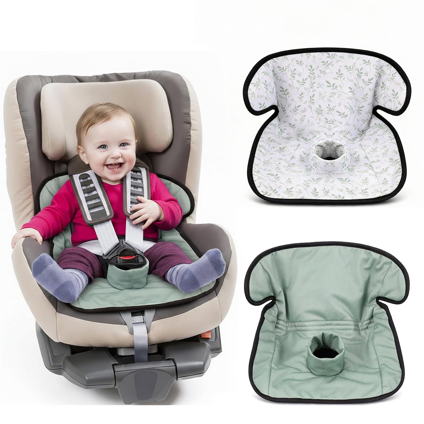 HunnmingRe 2 Pack Green Leaf Car Seat Protector for Potty Training Waterproof Piddle Pad Cover from Spillages Nappy Leaks Toilet