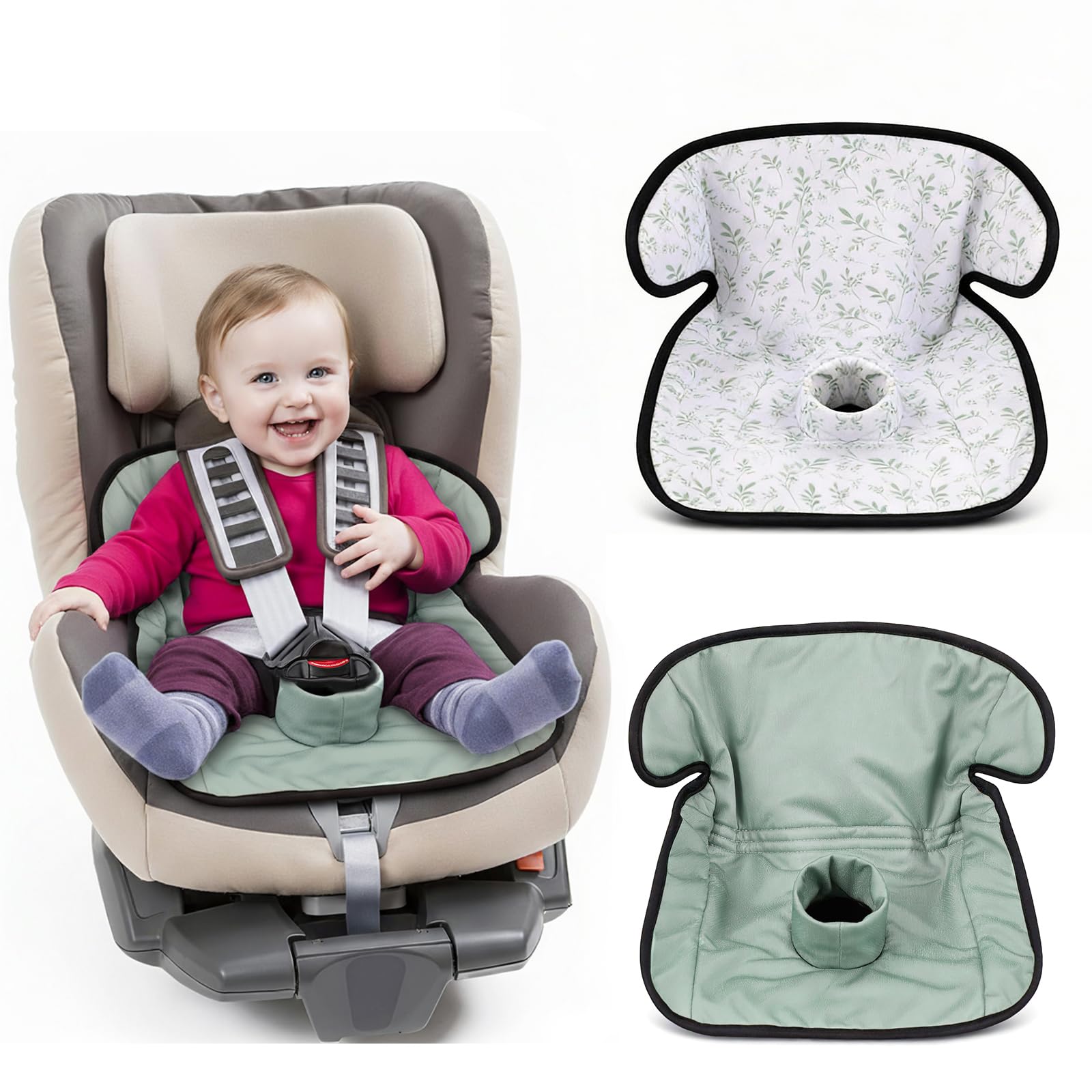 HunnmingRe 2 Pack Green Leaf Car Seat Protector for Potty Training Waterproof Piddle Pad Cover from Spillages Nappy Leaks Toilet