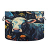 Canvas Storage Organizer Bin, Cute Cow (6) Storage Basket Laundry Hamper with Handle for Clothes Playroom Decor, Large, 20 in Di