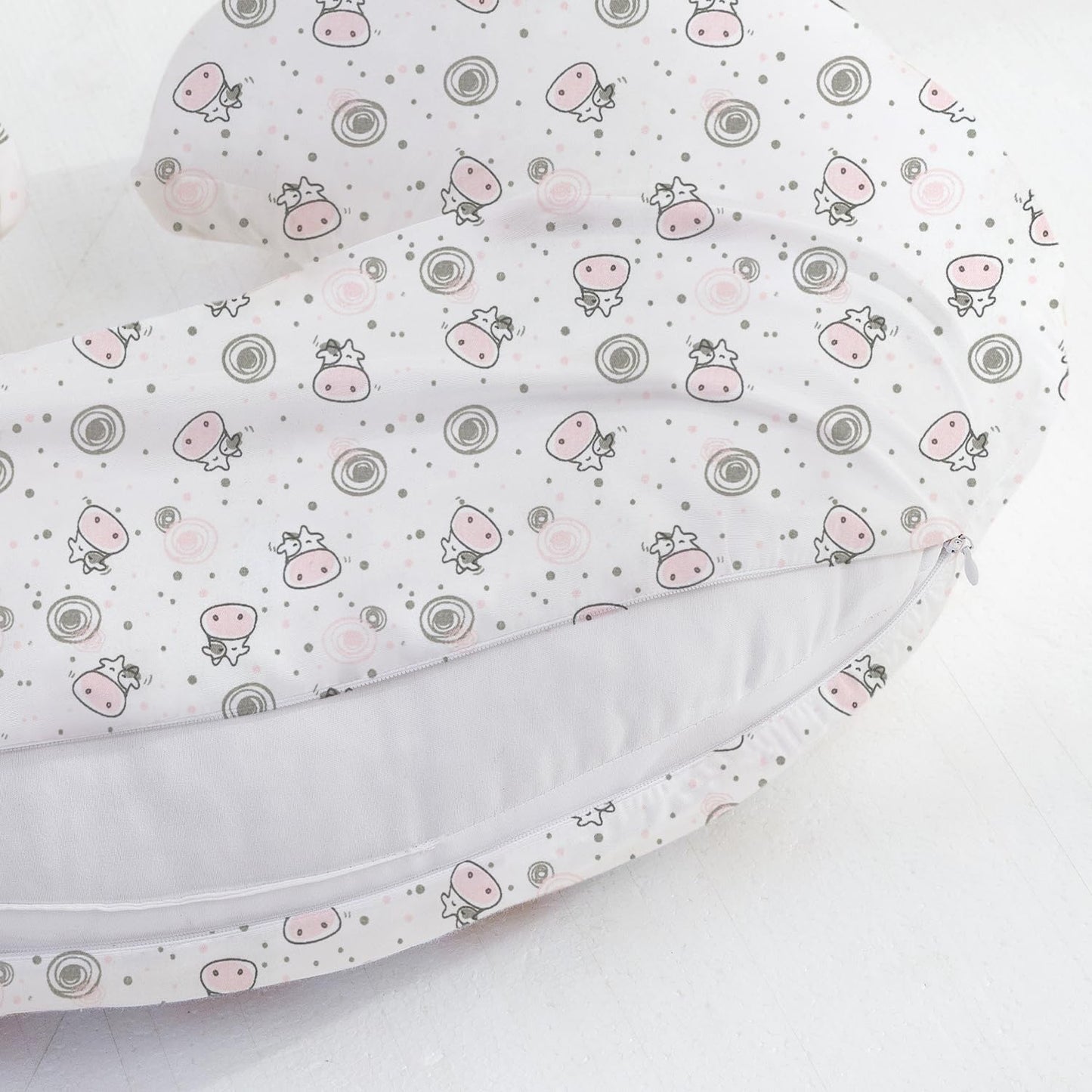 Nursing Pillow, Breast Feeding Pillows For Mom, Pink Calf Soft Cover With Breathable Filling, Feeding Support Pillow For 0-12 Mo