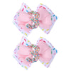 2Pcs Birthday Hair Bow For Baby Girls, Sprinkle Confetti 3Rd Birthday Decorations For Girls, Ice Cream Party Theme Bow Clips For
