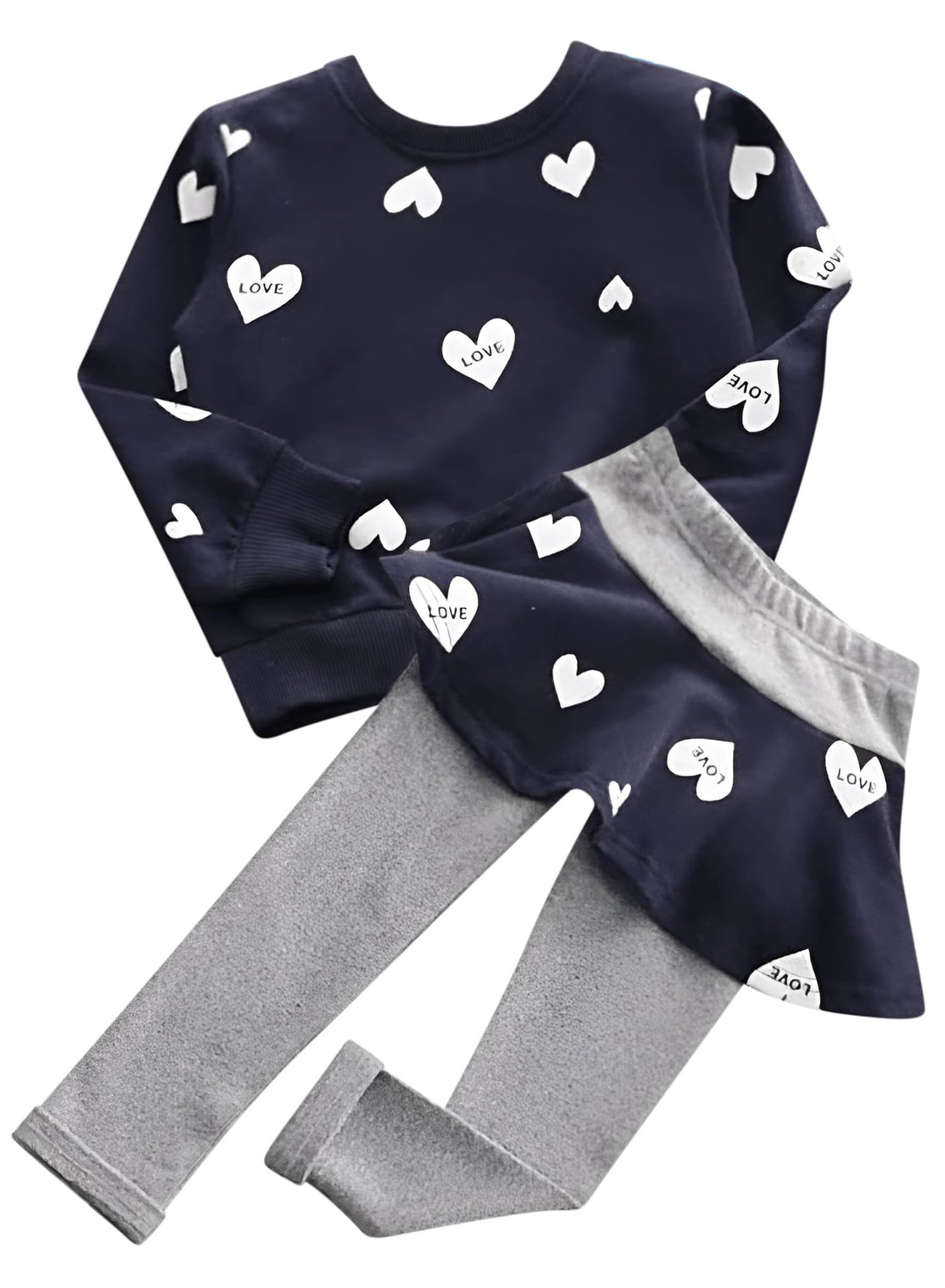 Bomdeals Adorable Cute Toddler Baby Girls Clothes Set,Long Sleeve T-Shirt +Pants Outfit(Age(5T), Navy)