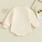Lesimsam Newborn Baby Boy Girl Valentines Day Outfit Sweatshirt Bubble Romper Oversized Long Sleeve One-Piece Outfit (Beige Love