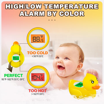 Pircaath Baby Bath Thermometer Newborn, Bpa-Free Safety Digital Bath Tub Thermometer With Temperature Alarm & Backlit Display, D