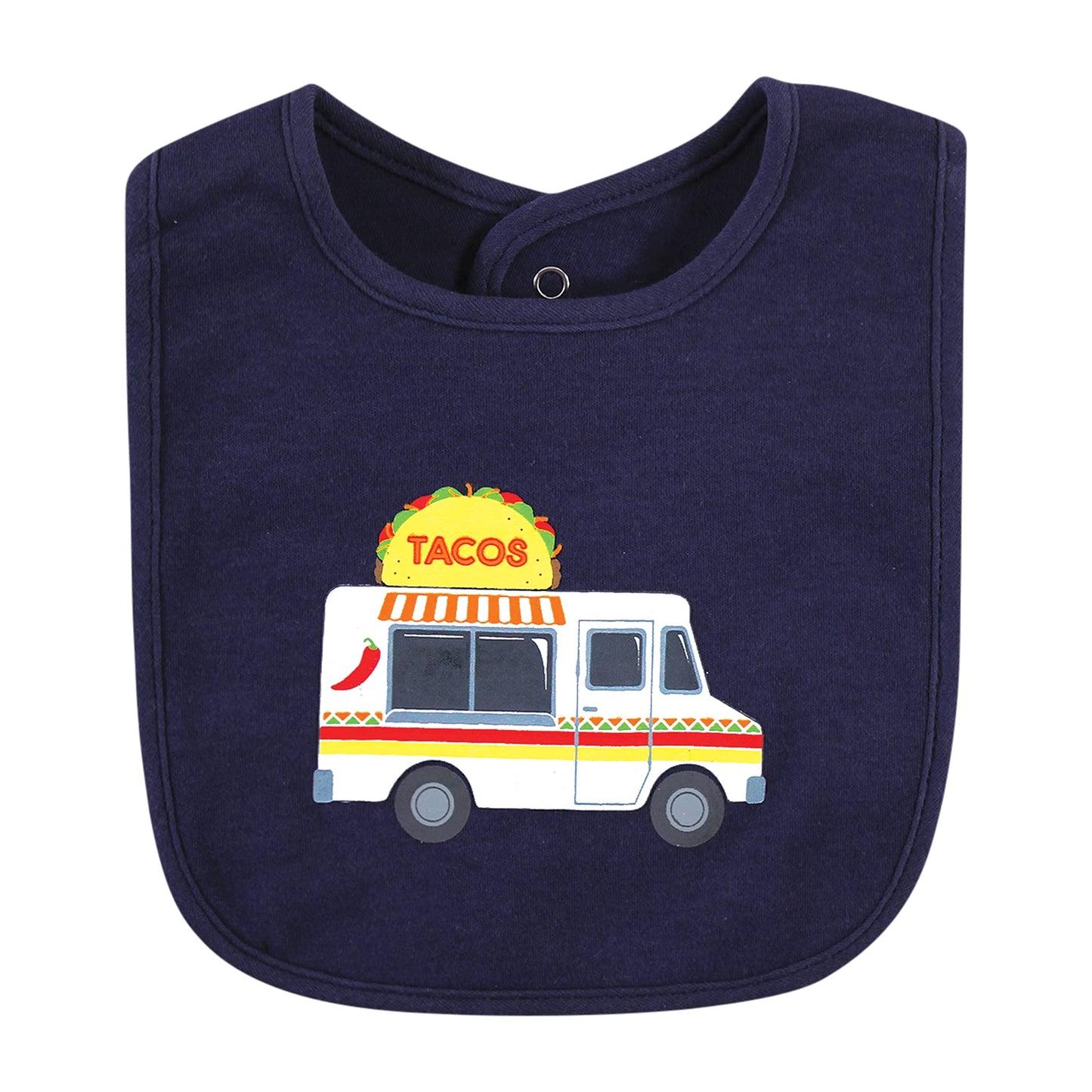 Hudson Baby Unisex Baby Cotton Bibs, Taco Truck, One Size