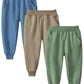 Gfqlong Toddler Boys 3 Pack Cotton Active Jogger Sweatpants,Kids Casual Athletic Solid Pocket Pull On Pants,Green+Lightblue+Khak