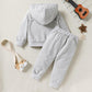Happy Town Toddler Fall Outfits For Girl Boy Long Sleeve Hoodie Top And Long Sweatpants Set Toddler Sweatsuit (Solid Color-Grey,