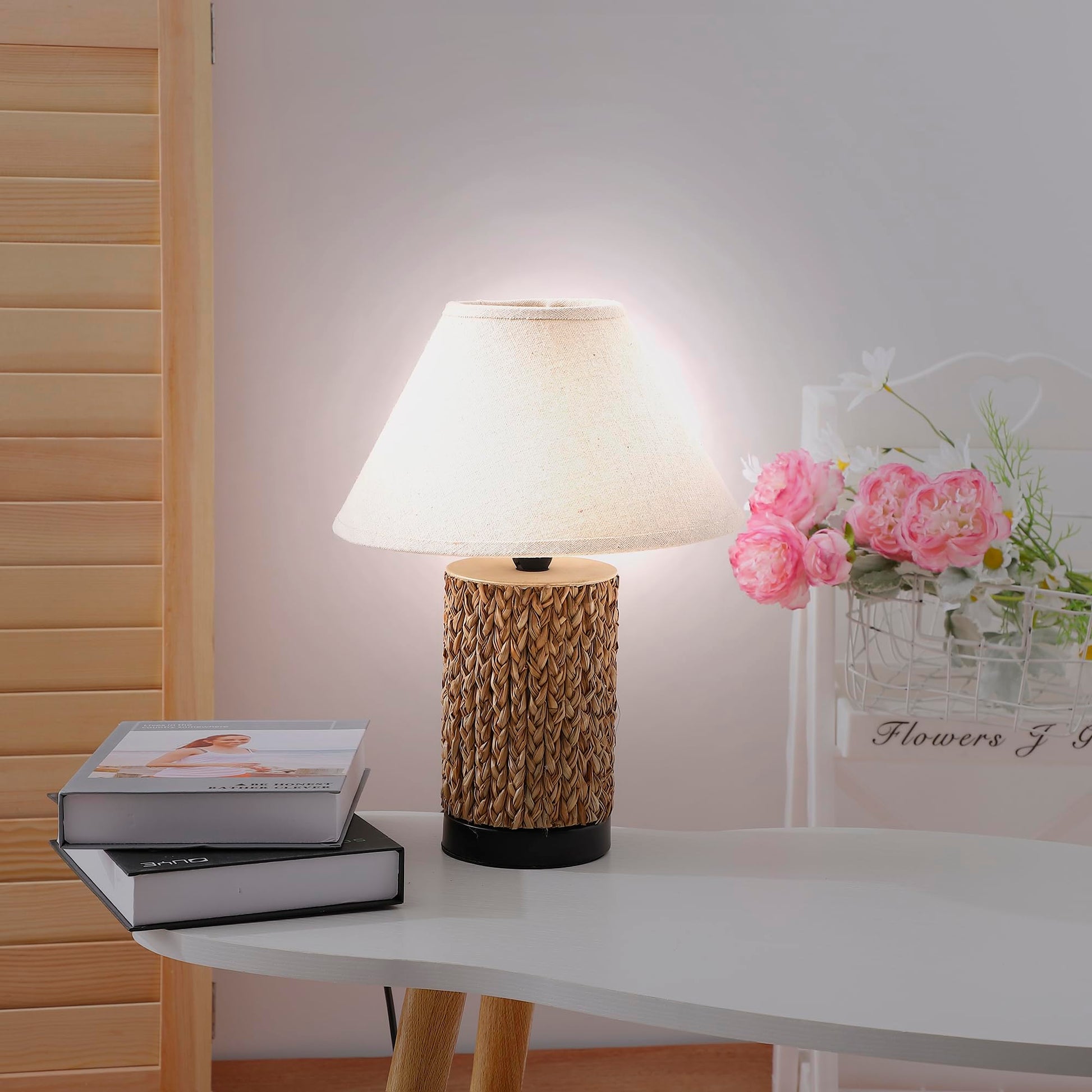 Kuber Industries Aesthetic & Modern Bedroom Lamp For Side Table | Office & Desk Table Lamp For Living Room And Home Decor With F