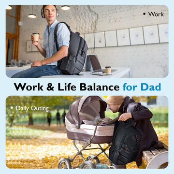 Mommore Dad Diaper Bag, Large Laptop Backpack With Insulated Pockets, 1680D Heavy Duty Water Resistant Men Diaper Bag Travel Wor