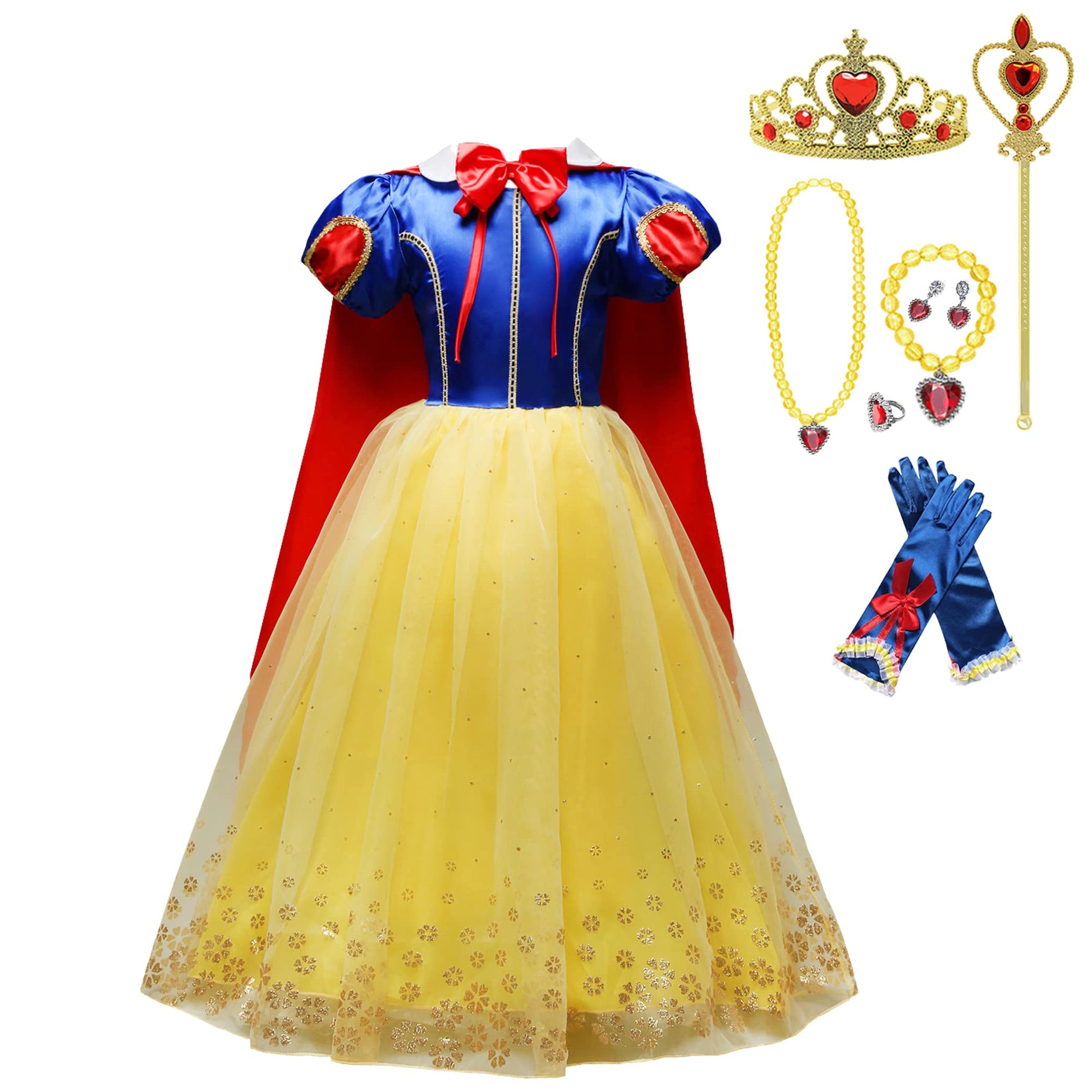 Dressy Daisy Little Girls' Princess Costume With Cape And Accessories Fancy Dresses Up Halloween Party Size 6X-8