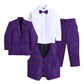 Jeetethnics Boys Navy Blue Checked Coat Suit Set With Waistcoat Shirt And Trousers (9083H)