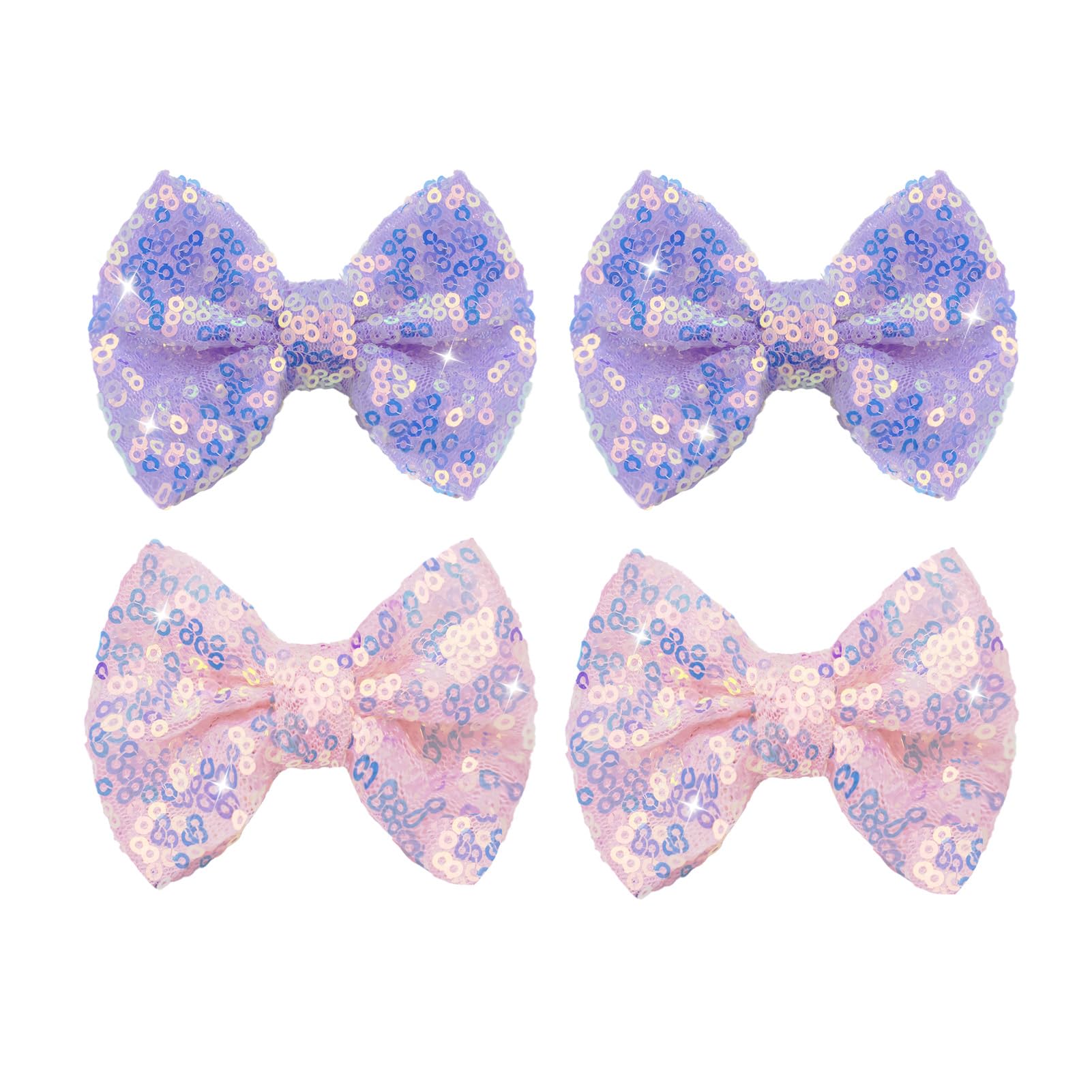 Purple Sequins Bows For Girls, Handmade Hair Clip Glitter Hair Bows Alligator Clips Hair Accessories For Little Teen Toddler Gir