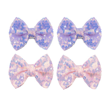 Purple Sequins Bows For Girls, Handmade Hair Clip Glitter Hair Bows Alligator Clips Hair Accessories For Little Teen Toddler Gir
