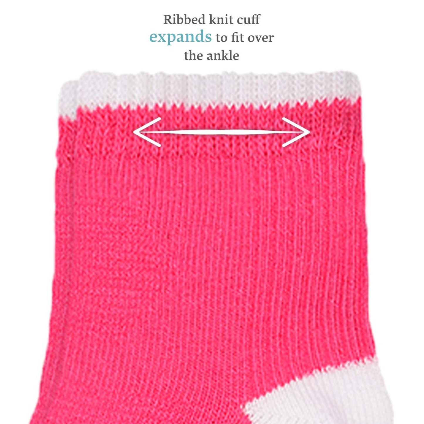Fruit Of The Loom Baby 14-Pack Grow & Fit Flex Zones Cotton Stretch Socks - Unisex, Girls, Boys (6-12 Months, Pink Pop)