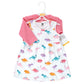 Hudson Baby Baby Girls' Cotton Dress And Cardigan Set, Cute-A-Saurus, 12-18 Months