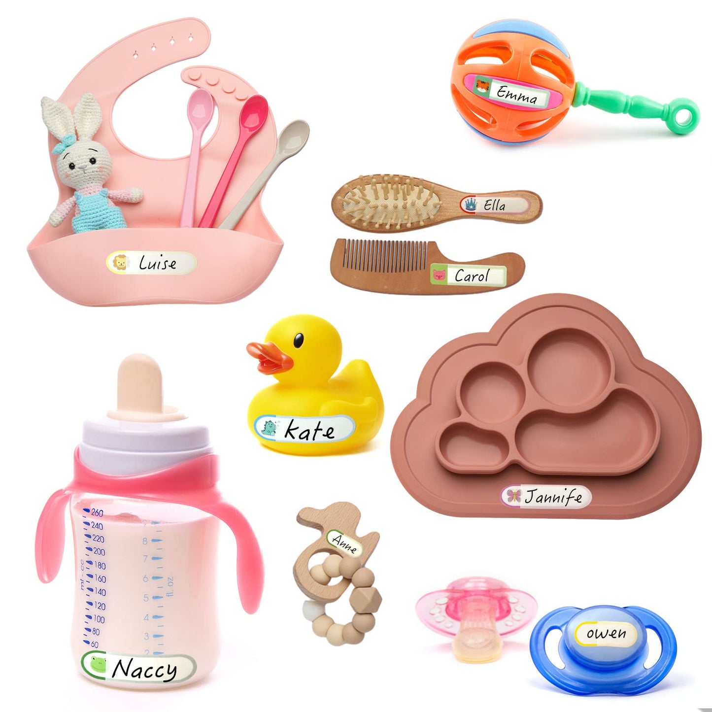 64Pcs Baby Bottle Labels For Daycare Waterproof Name Stickers For Kids Toddlers Nursery Daycare Essentials Self-Laminating Write