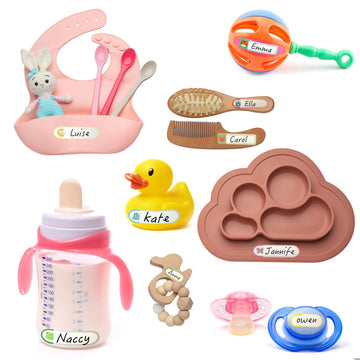 64Pcs Baby Bottle Labels For Daycare Waterproof Name Stickers For Kids Toddlers Nursery Daycare Essentials Self-Laminating Write