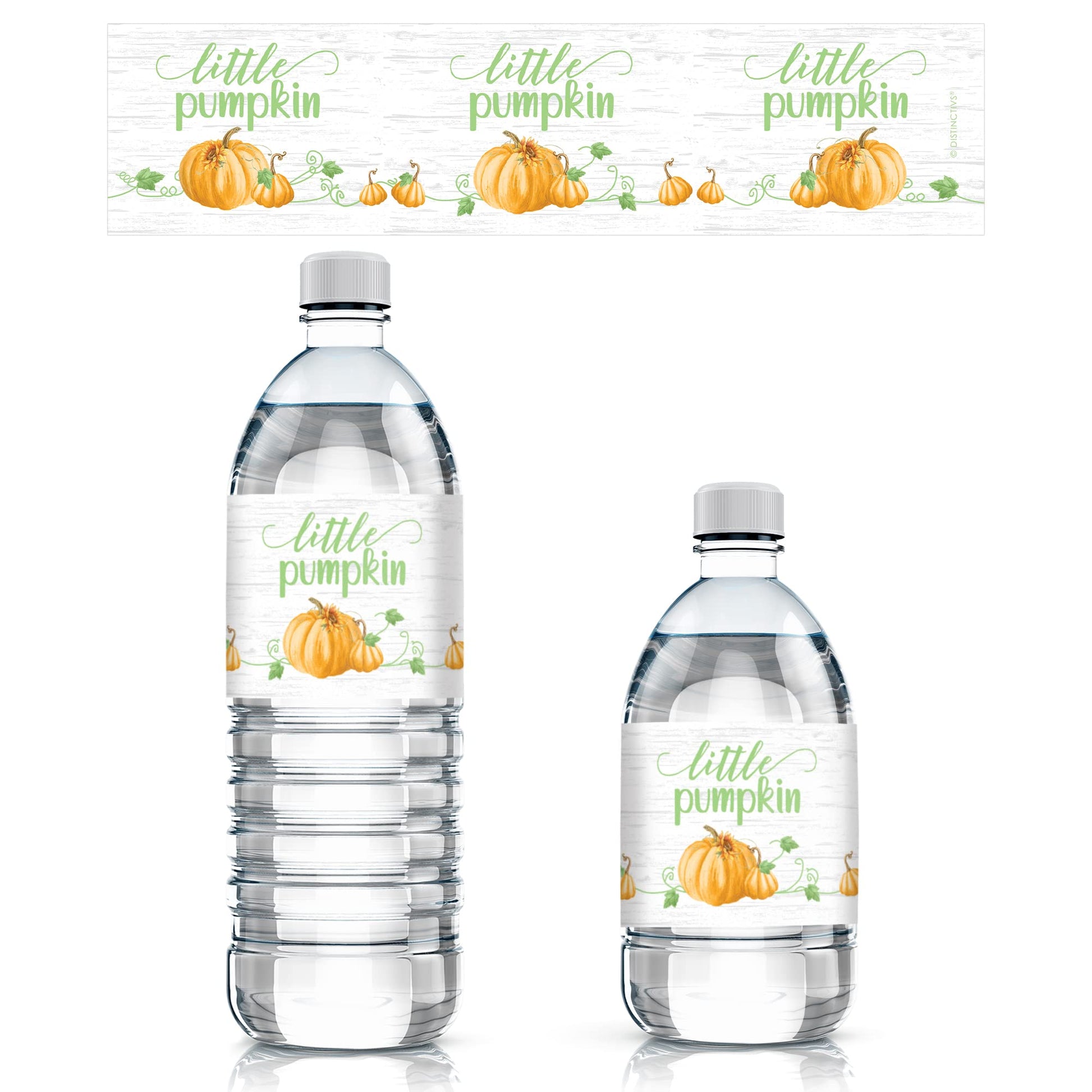 Orange Little Pumpkin Baby Shower Water Bottle Labels - Autumn Waterproof Bottle Wrappers - 24 Count - Fall Unisex Pumpkin Patch