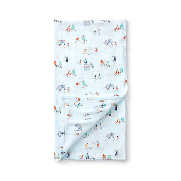 Loulou Lollipop Muslin Swaddle Blanket, 70% Rayon from Bamboo, 30% Cotton, Ice Hockey, 1824 Months