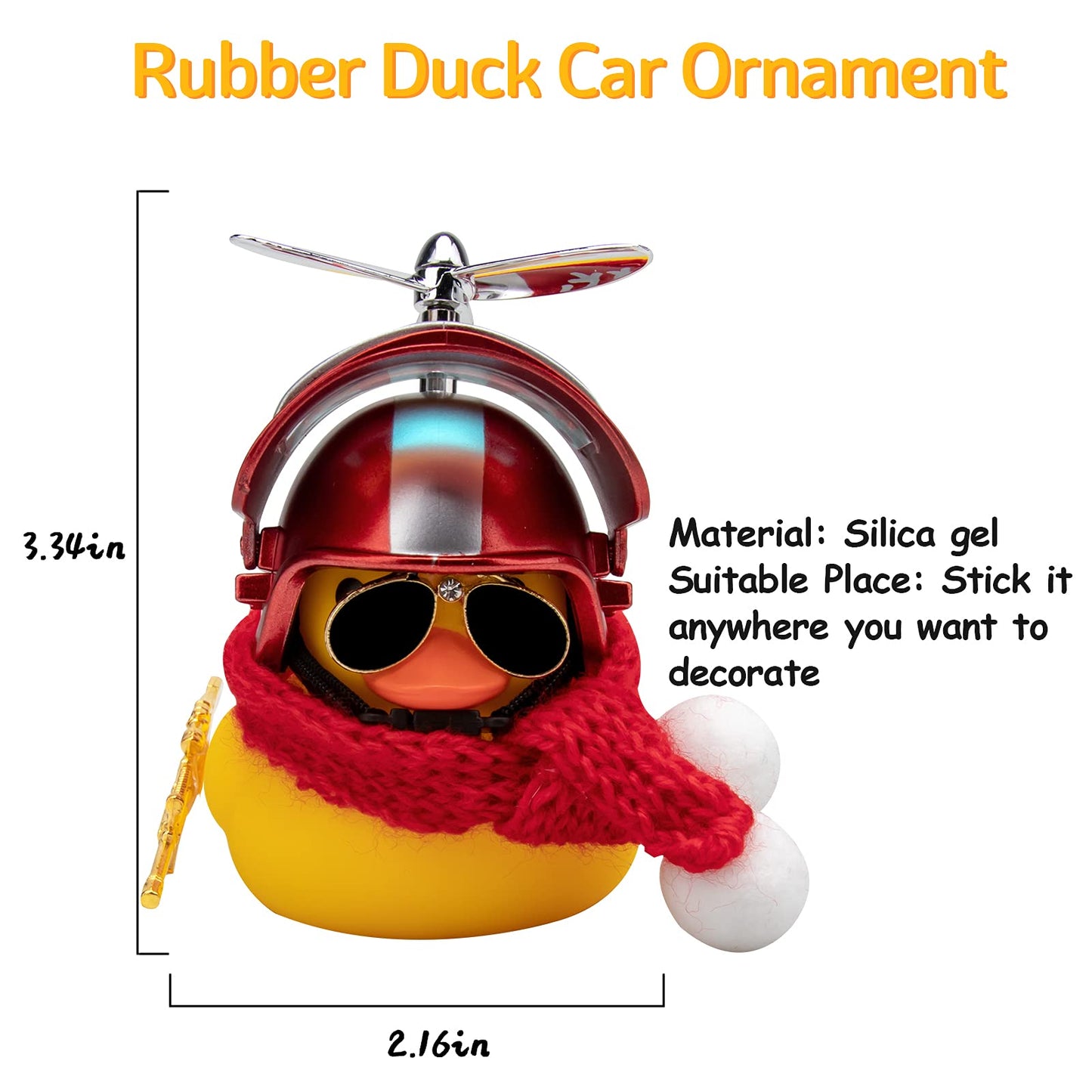 wonuu Rubber Duck Car Decorations Cute Yellow Duck Car Dashboard Ornaments with Propeller (Y-Snow Flake)