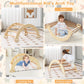 Honey Joy Wooden Ladder Arch For Climbing, 3-In-1 Kids Climber Ladder & Rocker Board W/Cushion Pad, Triangle Climber For Playgro