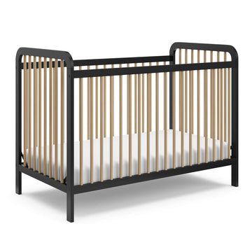 Storkcraft Pasadena 3-in-1 Convertible Crib (Black with Driftwood) - GREENGUARD Gold Certified, Converts to Daybed and Toddler B
