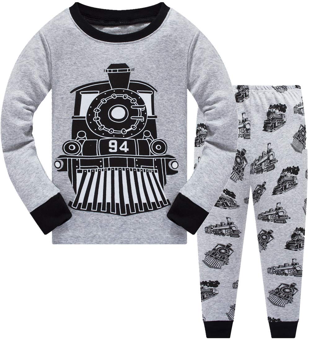 Boys Pajamas Train 100% Cotton Pjs Toddler 2 Piece Long Sleeve Sleepwear Kids Clothes Set 8T