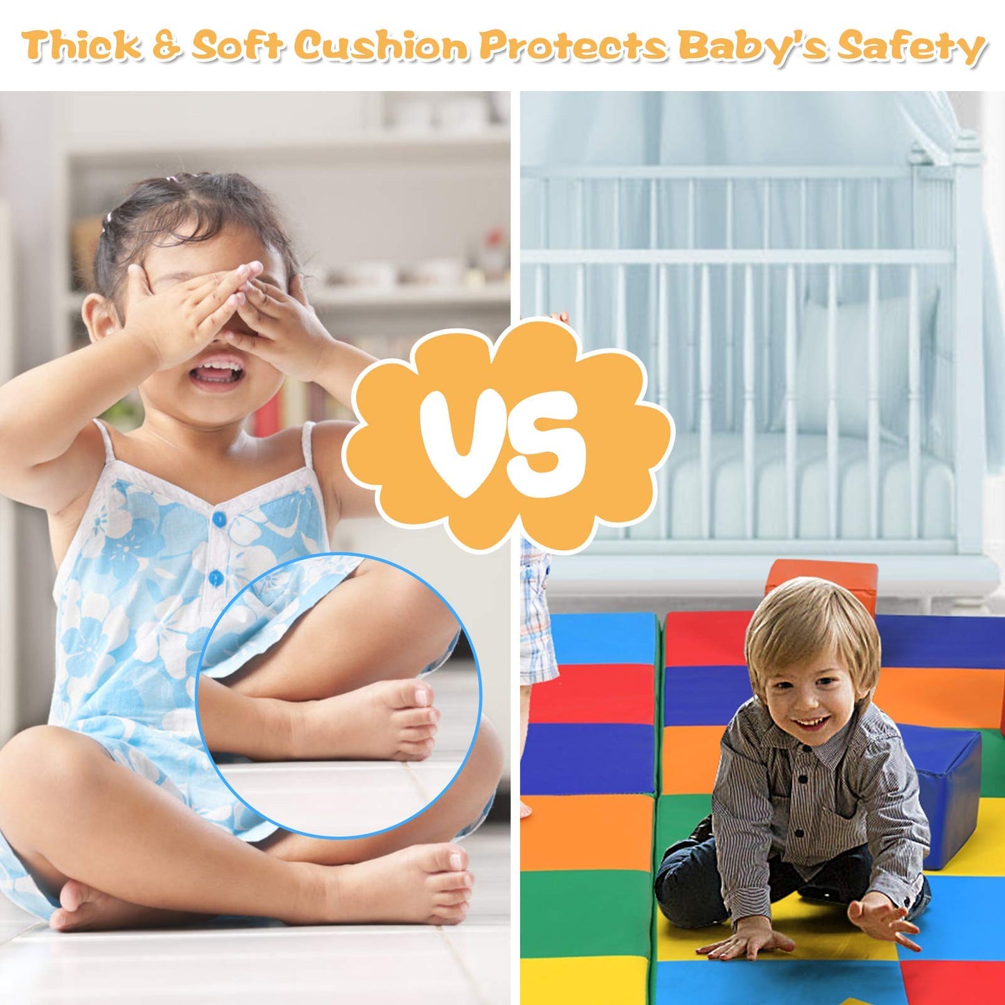 Costzon Toddler Foam Play Mat, Foldable Baby Crawling Mats 58-Inch Square Soft Non Skid Colorful Daycare Floor Mat, Thicken Wate