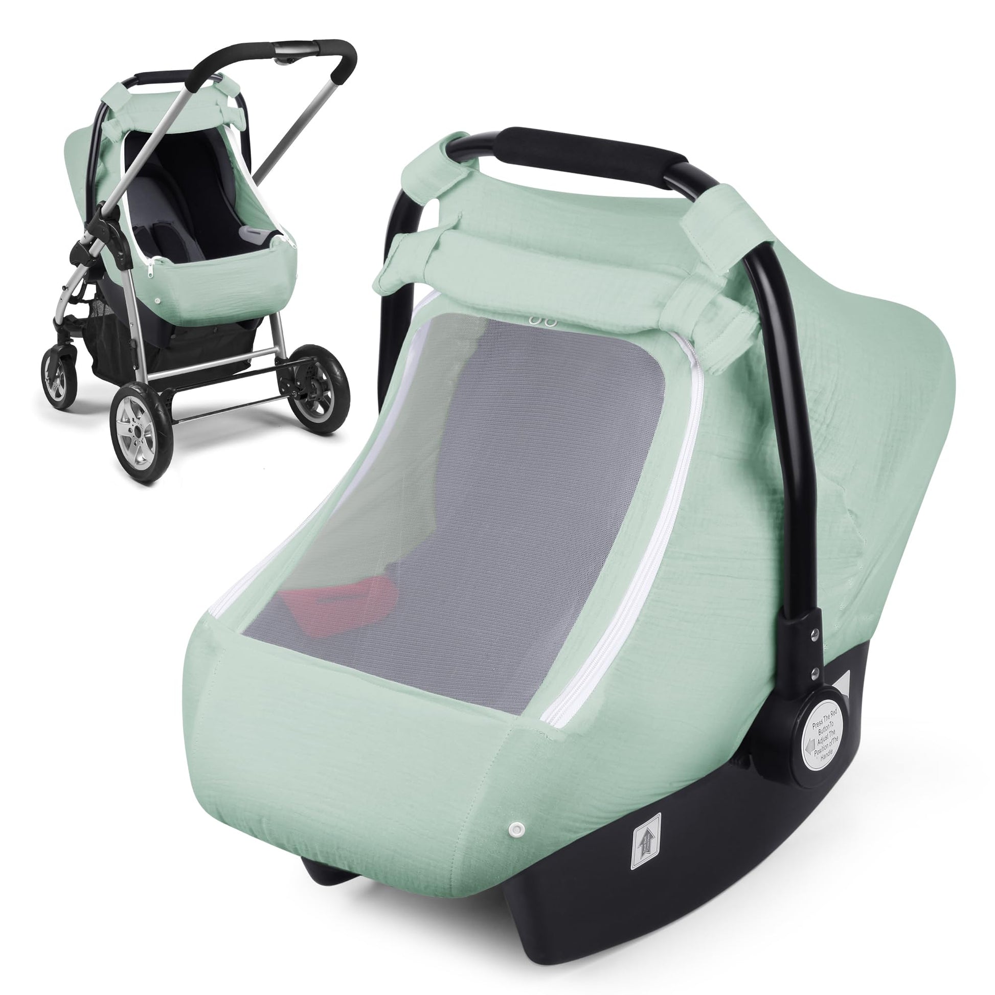 Muslin Car Seat Cover For Babies, Elstey Infant Carseat Canopy With Breathable Peep Window, Kick-Proof Baby Car Seat Covers For
