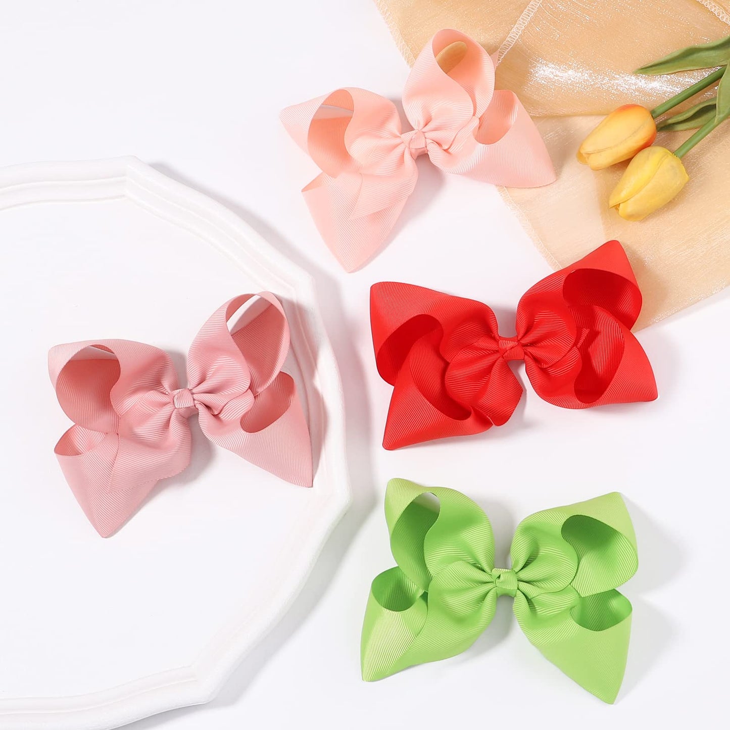 Choicbaby 18Pcs 6 Inch Hair Bows For Girls Large Hair Bows With Alligator Clips Toddler Hair Accessories For Baby Girls Kids Tee