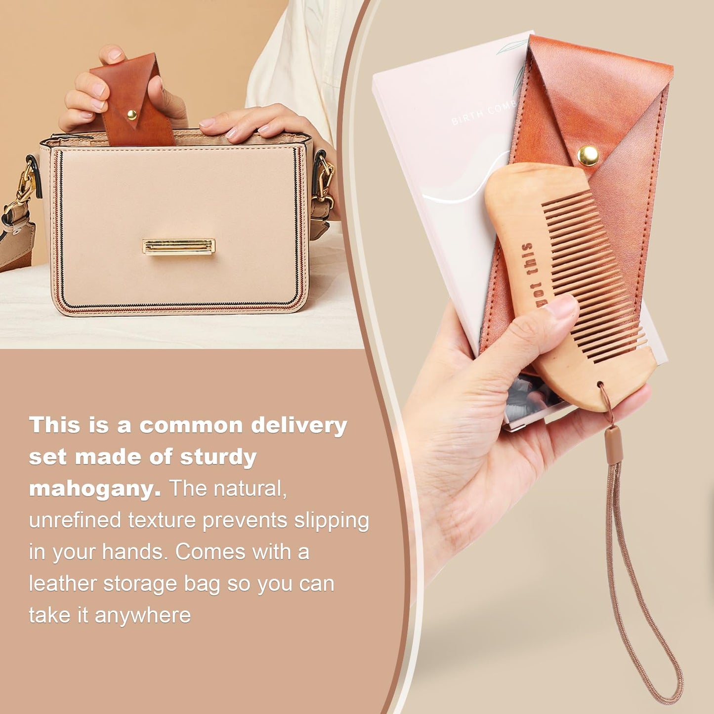 Vzznn Birthing Comb For Women Labor, Wood, Relief Of Pregnancy Contractions And Pregnancy Pain (Designed By Moms For Moms)