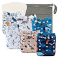 babygoal Reusable Cloth Diapers 6 Pack+6pcs Rayon from Bamboo Inserts+Wet Bag, One Size Adjustable Washable Pocket Nappy Covers 