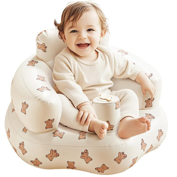 Babygreat Inflatable Baby Seat For 3-36 Months, Portable Blow Up Support Seat With Built-In Air Pump, Learning To Sit & Feeding