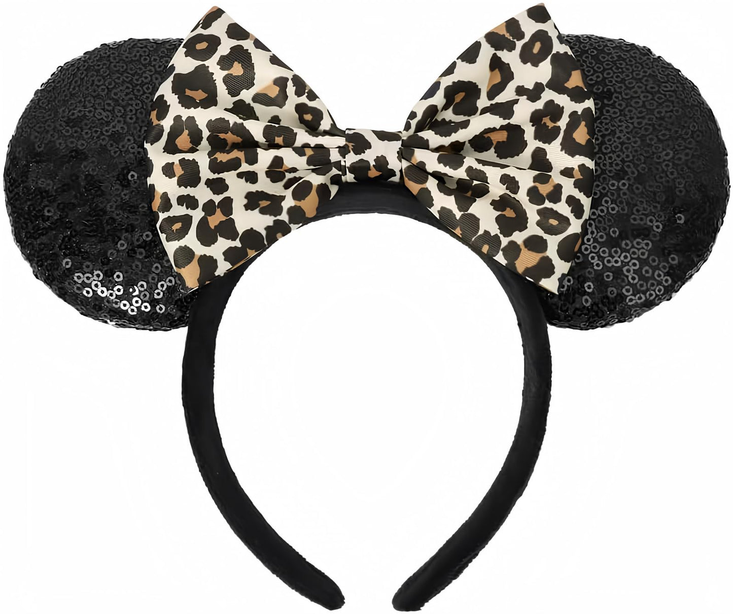 Etluk Mouse Ears Headband, Mouse Ears Sequin Bow Headbands For Women Girls, Cosplay Accessories Party Decorations (Black)
