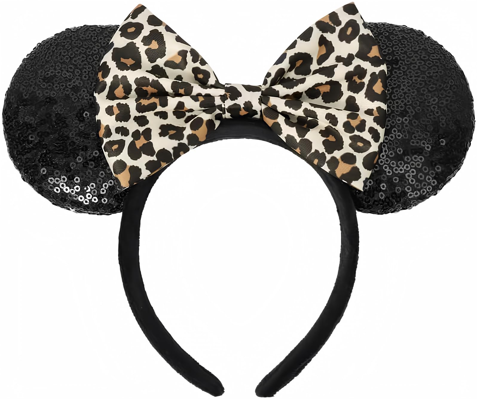 Etluk Mouse Ears Headband, Mouse Ears Sequin Bow Headbands For Women Girls, Cosplay Accessories Party Decorations (Black)
