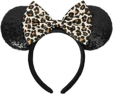 Etluk Mouse Ears Headband, Mouse Ears Sequin Bow Headbands For Women Girls, Cosplay Accessories Party Decorations (Black)