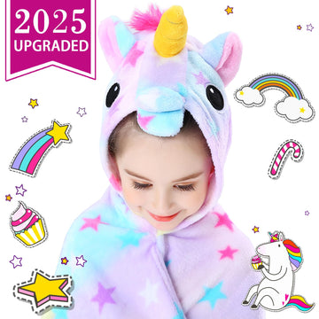 Cozybomb Unicorn Gifts For Girls Wearable Fleece Soft Throw Blanket Cute Hooded Bath Towel Wrap Plush Bathrobe Soft & Cozy Kids