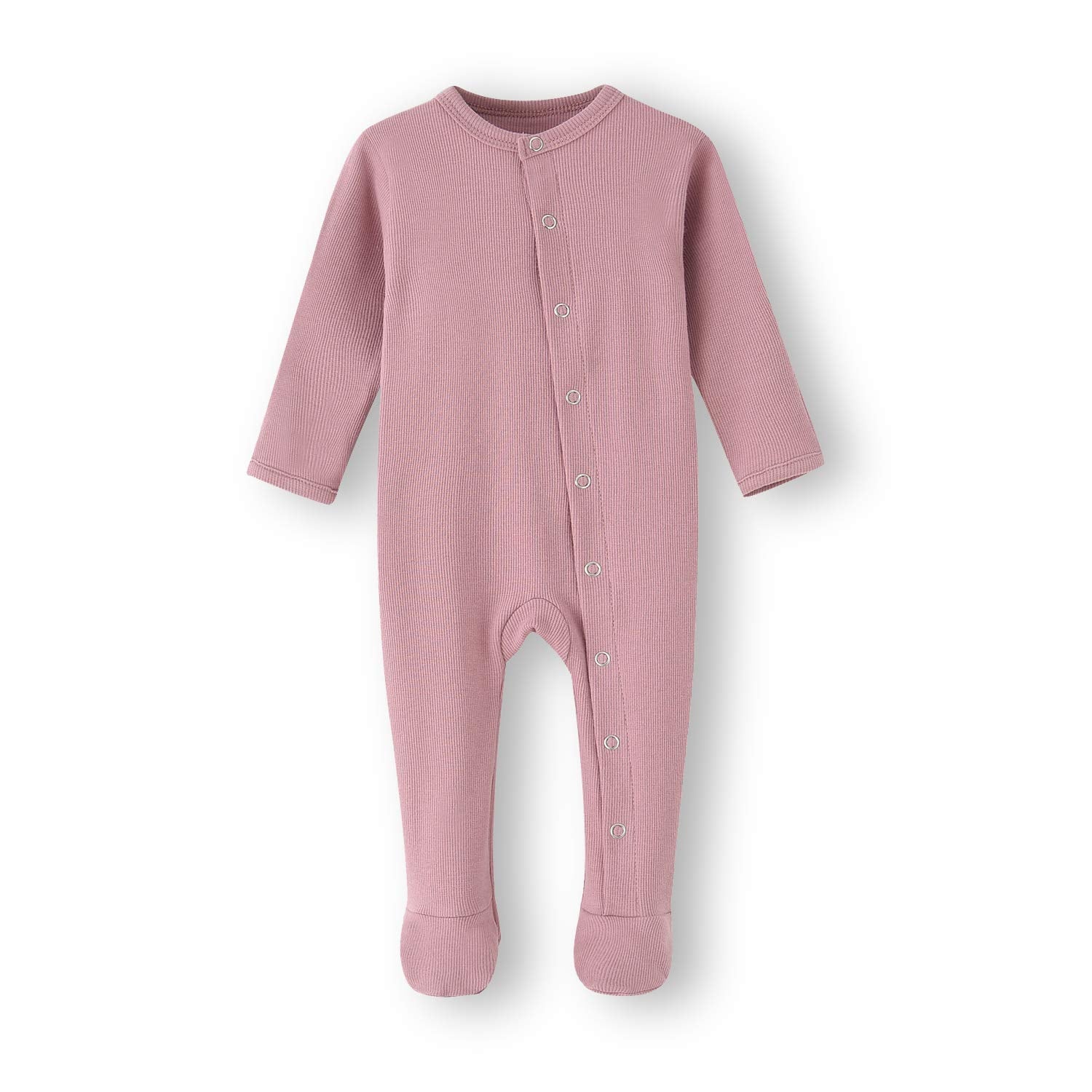 Acestar Newborn Baby Footed Pajamas With Mitten Cuffs - Cotton Unisex Snap-Up Baby Sleepers For Sleep And Play Footies Pjs (0-3