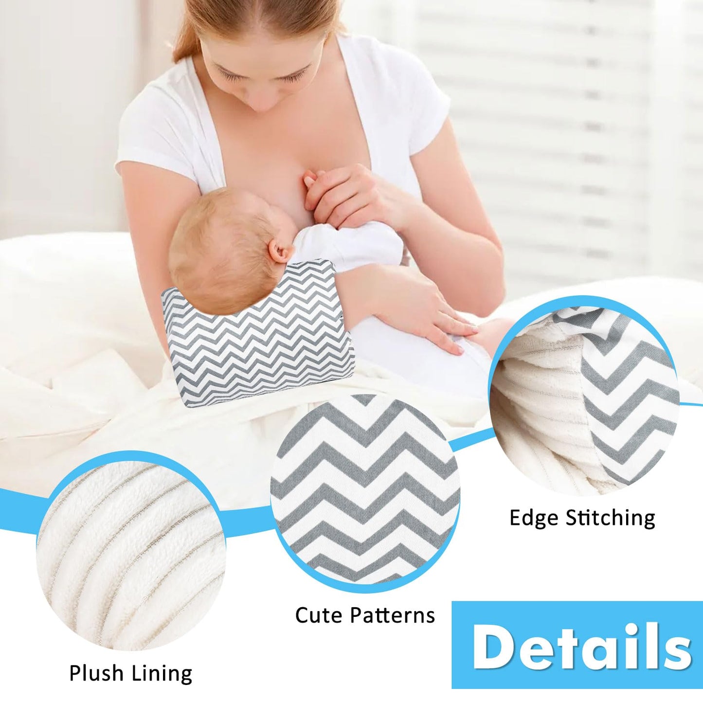 Povkufii Baby Nursing Arm Breastfeeding Pillow Adjustable Nursing Pillow Soft Nursing Arm Pillow Baby Feeding Pillow(Black Corru