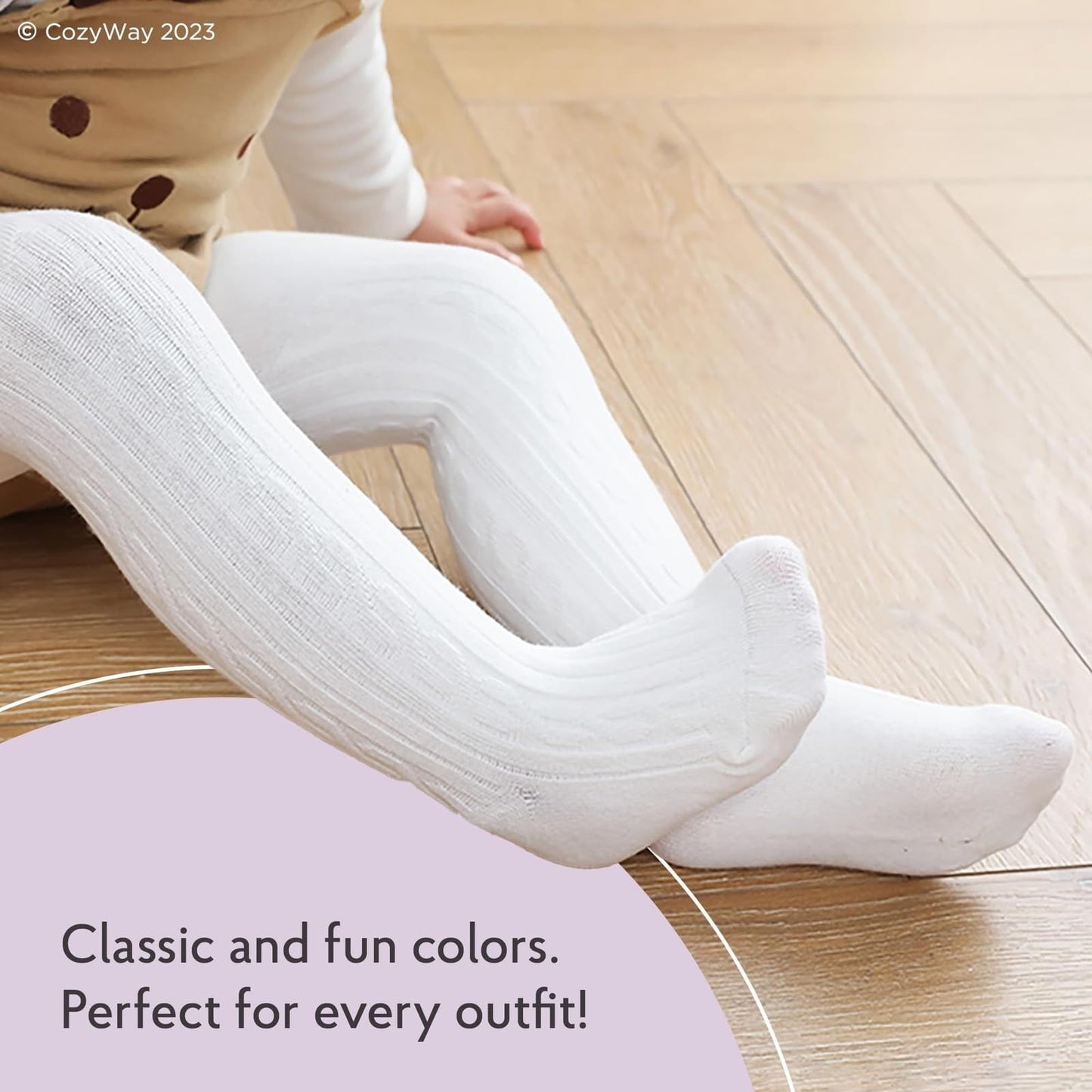 Cozyway Cable Knit Cotton Leggings/Tights For Baby Girls, 1 Pack, White, 6-12 Months Old