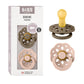 Bibs Pacifiers - Boheme Collection | Bpa-Free Baby Pacifier | Made In Denmark | Set Of 2 Dark Oak/Blush Color Premium Soothers |
