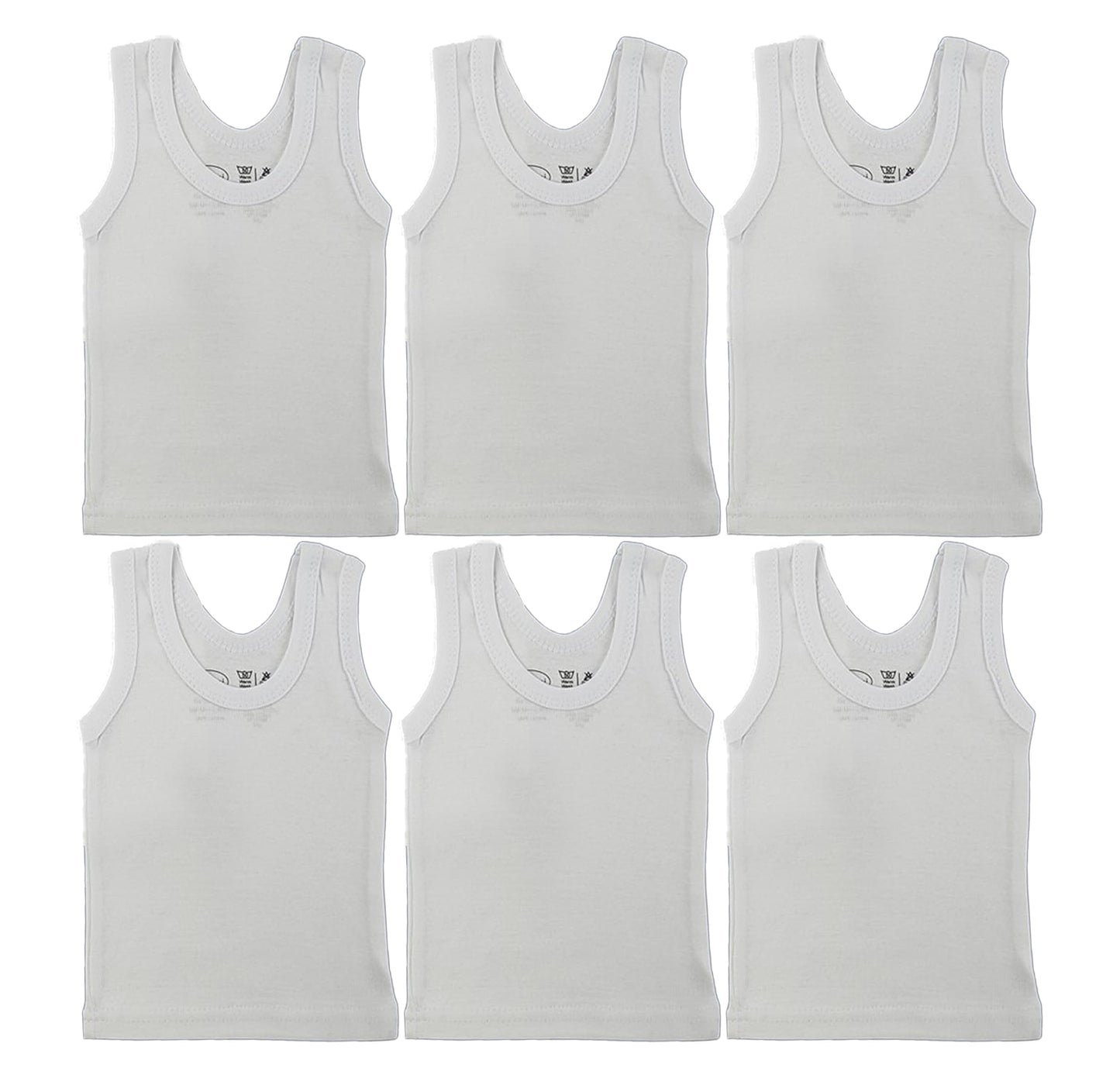 Baby Tank Tops Boys, Girls, Unisex Sleeveless 100% Cotton Shirts For 0-24 Months(Medium, Neutral/White/6-Pack/For Unisex)