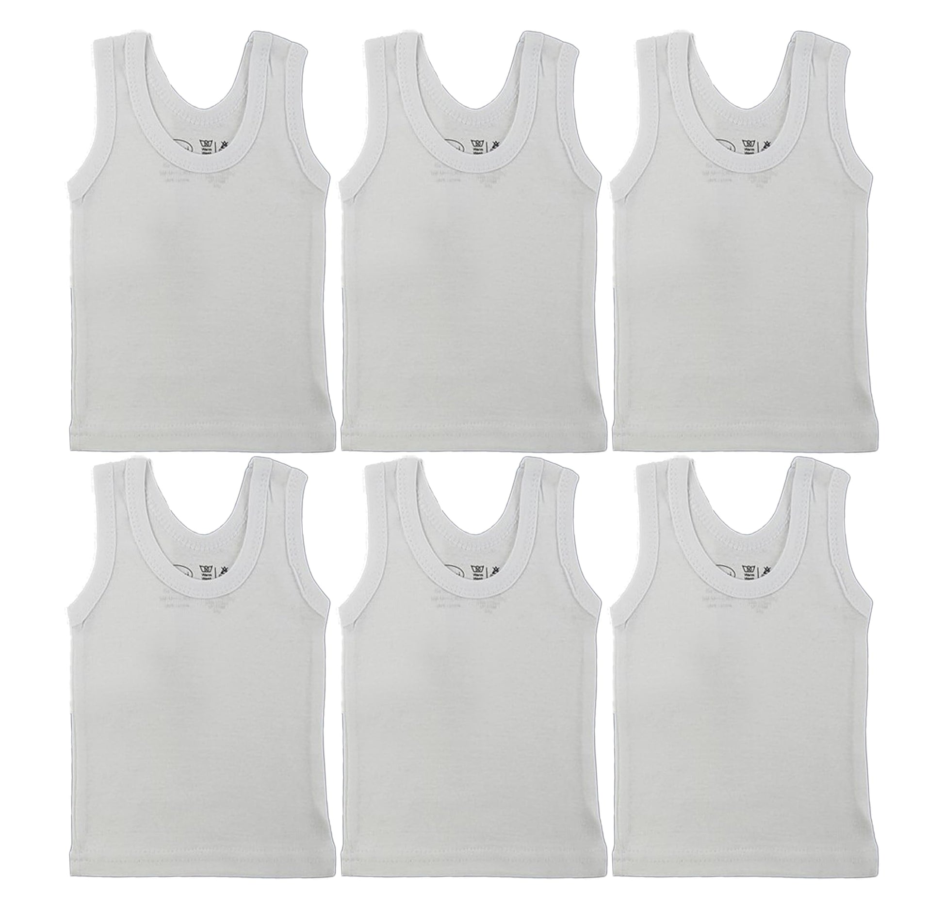 Baby Tank Tops Boys, Girls, Unisex Sleeveless 100% Cotton Shirts For 0-24 Months(Medium, Neutral/White/6-Pack/For Unisex)