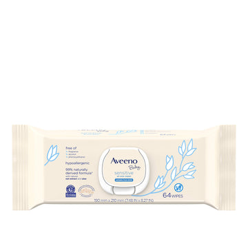 Aveeno Baby Sensitive All Over Wipes, Paraben- & Fragrance-Free, 64 Ea