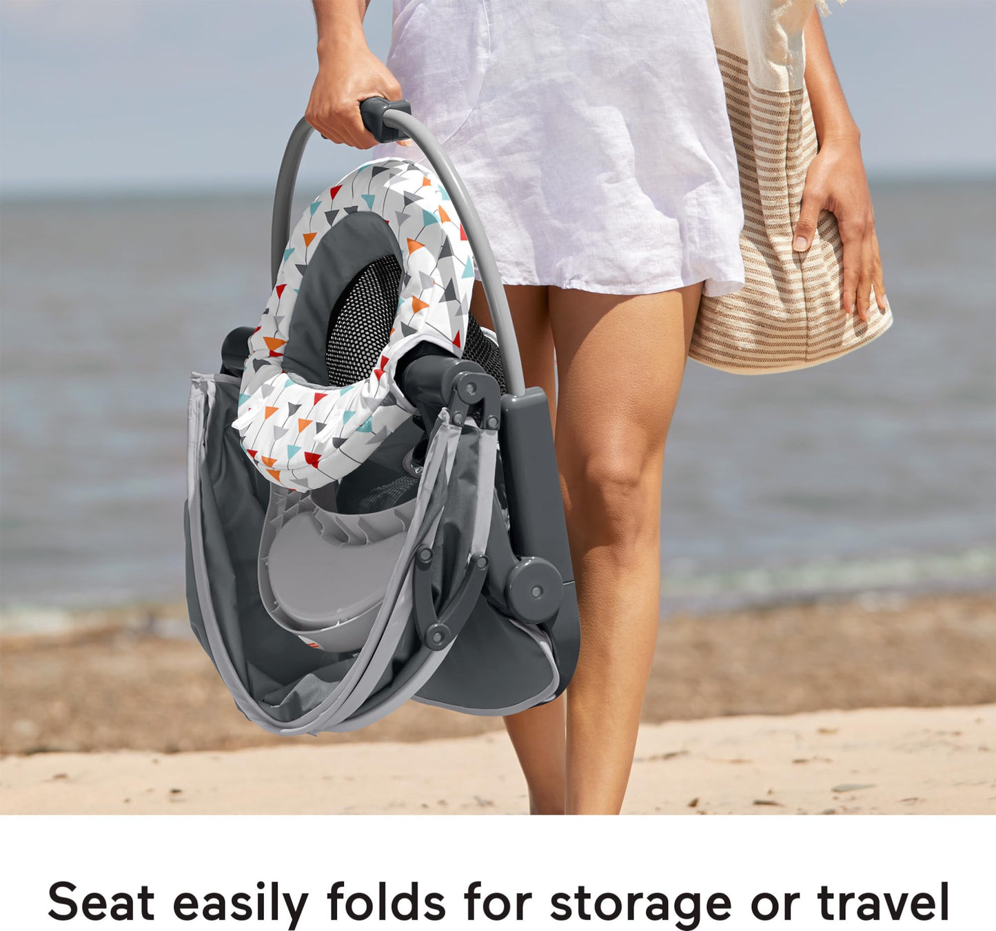 Fisher-Price Travel Baby Chair On-The-Go Sit-Me-Up Floor Seat With Snack Tray And Canopy For Outdoor Use, Arrows Away