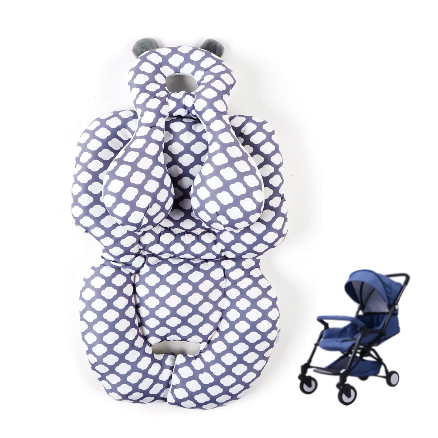 Natudeco Children Head Body Support Cushion Removable Infant Stroller Cushion Mat Breathable Child Car Seat Liner Replacement Fo