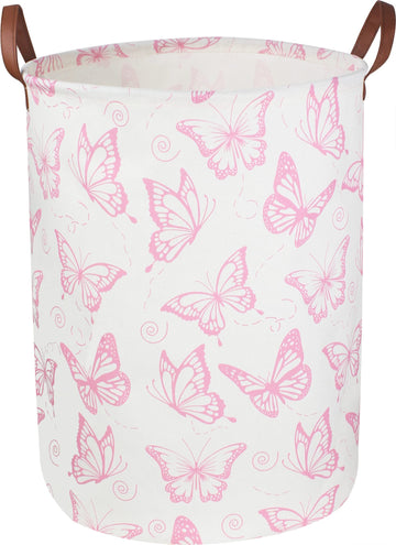 Clocor Pink Laundry Basket,Waterproof Nursery Hamper For Baby Girl ,Collapsible Storage Baskets For Girls Bedroom,Kids Toys Stor