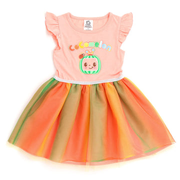 Cocomelon Infant Baby Girls Tulle Dress Logo Pink 12 Months