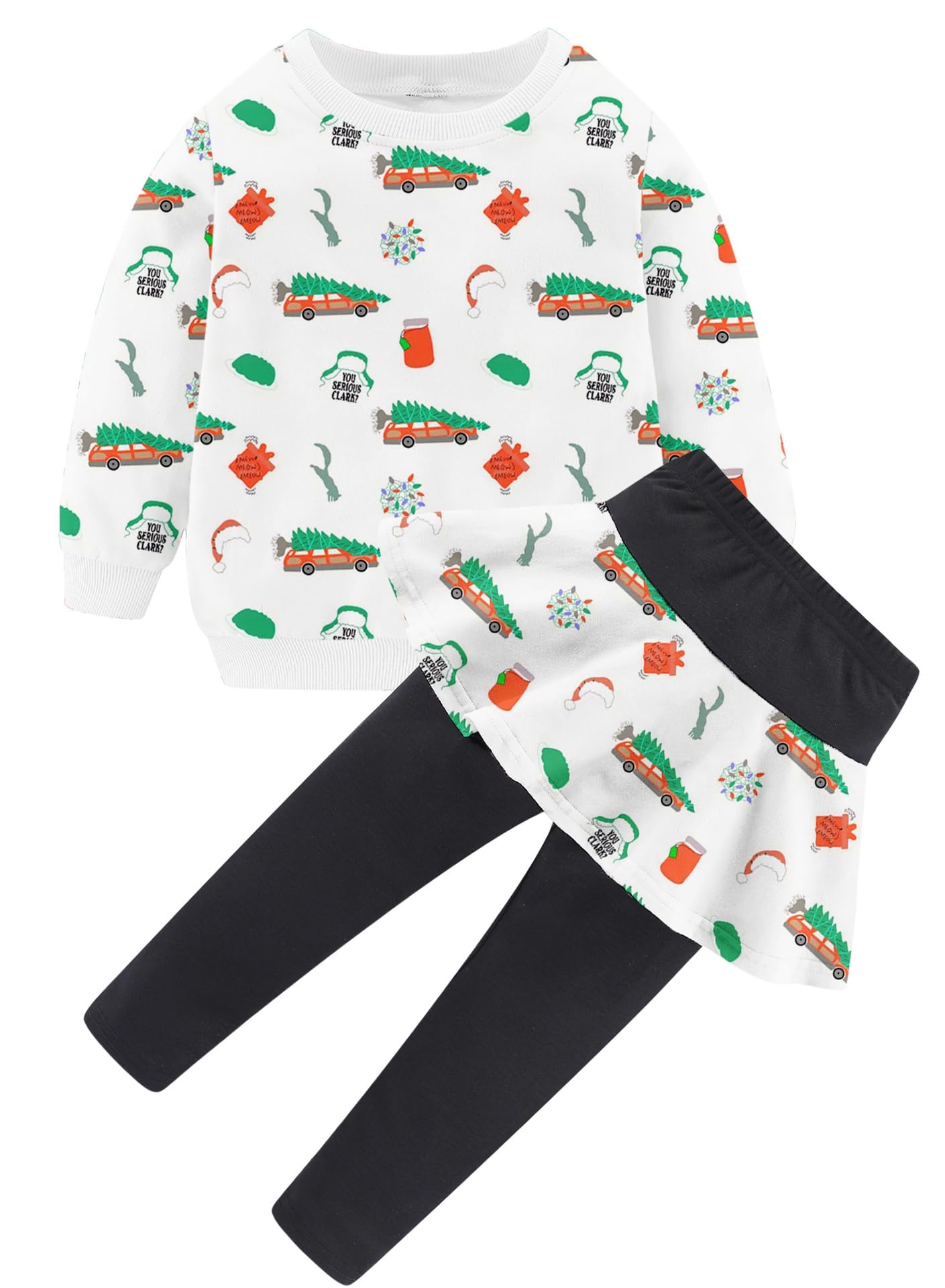Bomdeals Adorable Cute Toddler Baby Girls Clothes Set,Long Sleeve T-Shirt +Pants Outfit(White,100,2145B)