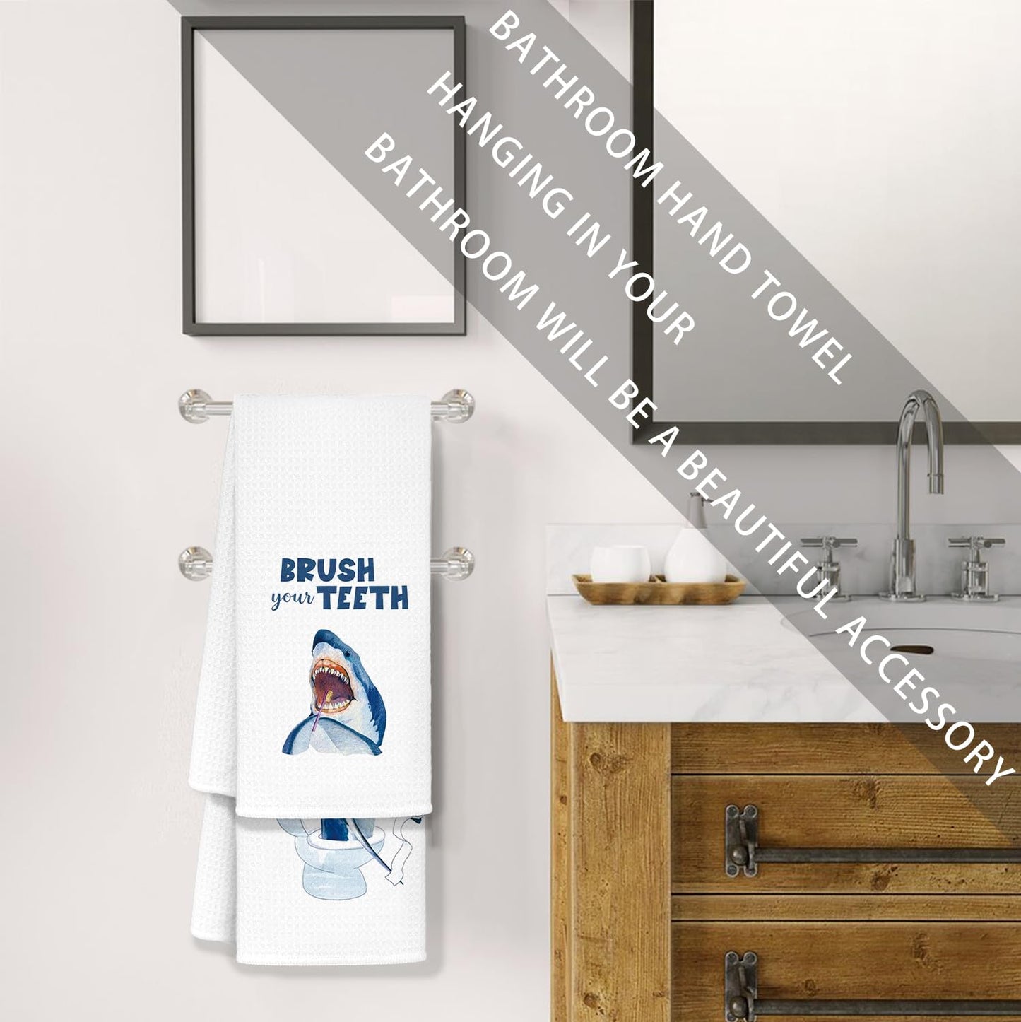 Jvpke Shark Kids Bathroom Decor Sets Of 4 - Shark Towels For Kids Bathroom, Shark Kids Bath Towels 16X24, Toddler Boys Girls Bat